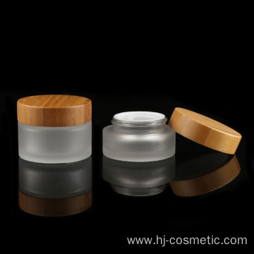 5g 15g 30g 50g 100g wholesale cosmetic containers face cream frosted clear glass Jar with bamboo lid